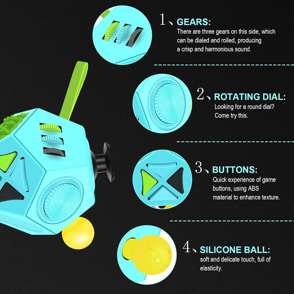 Fidget Dodecagon Cube-Easter Basket Stuffers 12 sided Fidget Toy Cube for Kids and Adults 12 Sides Stress Relief Cube Fidgets Toys Travel Airplane Essentials for Boys Girls
